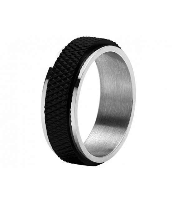 ROCHET ring for men. DRIVER . Steel with PVD black.