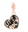 ROSATO Heart-shaped charm "Let's Rock". Silver. RZ070.